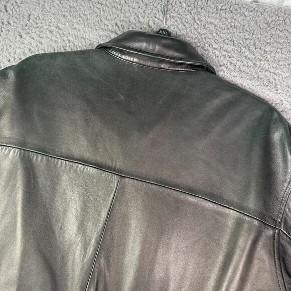 Vintage Polo Ralph Lauren Leather Jacket Mens M Black Full Zip Bomber Chin Strap - Picture 12 of 16
